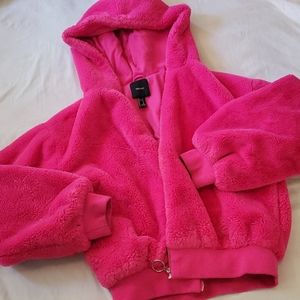 F21  furry pink hoodie